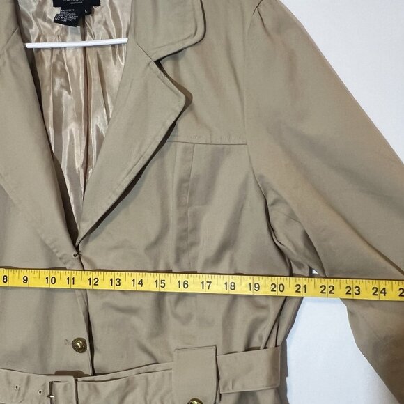 Sandro Sportswear Women Jacket Blazer Large Beige Cotton Stretch Belt  Preppy - Picture 7 of 9